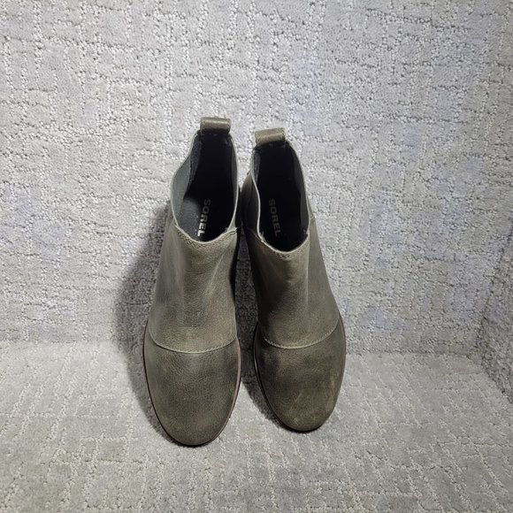Sorel Harlow Women's Size US 5.5 Gray Leather Chelsea Pull On Ankle Boots NEW - Picture 7 of 9